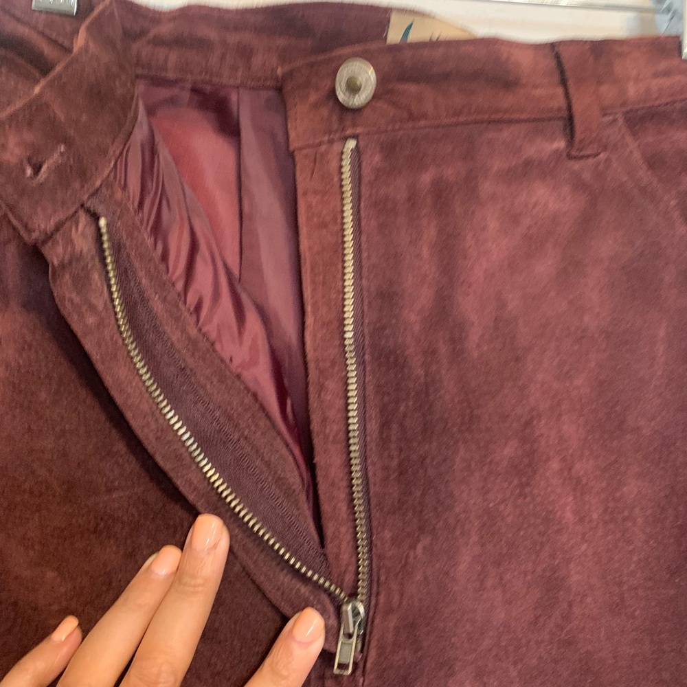 MARSH LANDING 80s Womens Size 12 Leather Burgundy Pants - Picture 6 of 10